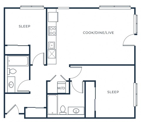 a blueprint of a floor plan with a bedroom and a living room